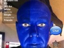 Bizarre blue man Grindr profile